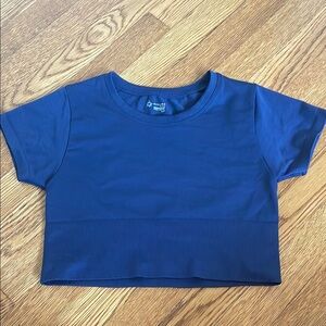 Aerie Blue Crop Top with Crew Neck